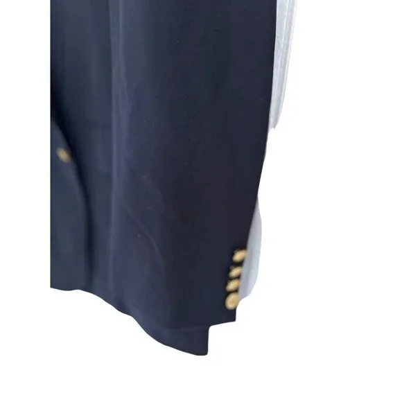 PAUL STUART Sport Blazer 100% Wool Navy Blue Jacket Gold Buttons Size 48/XLong